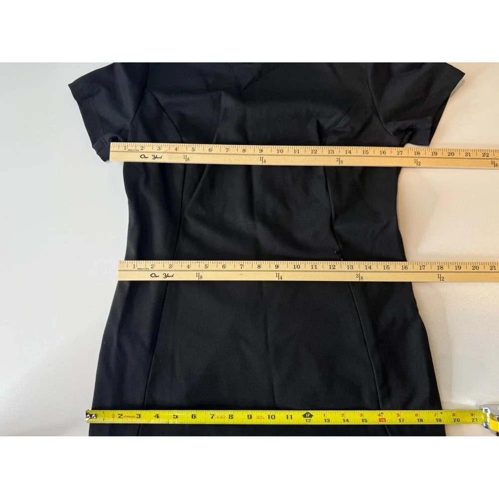 SophieGrace‎ Cecilia Dress Women L Black Short Sleeve Stretch Sheath Pockets LBD